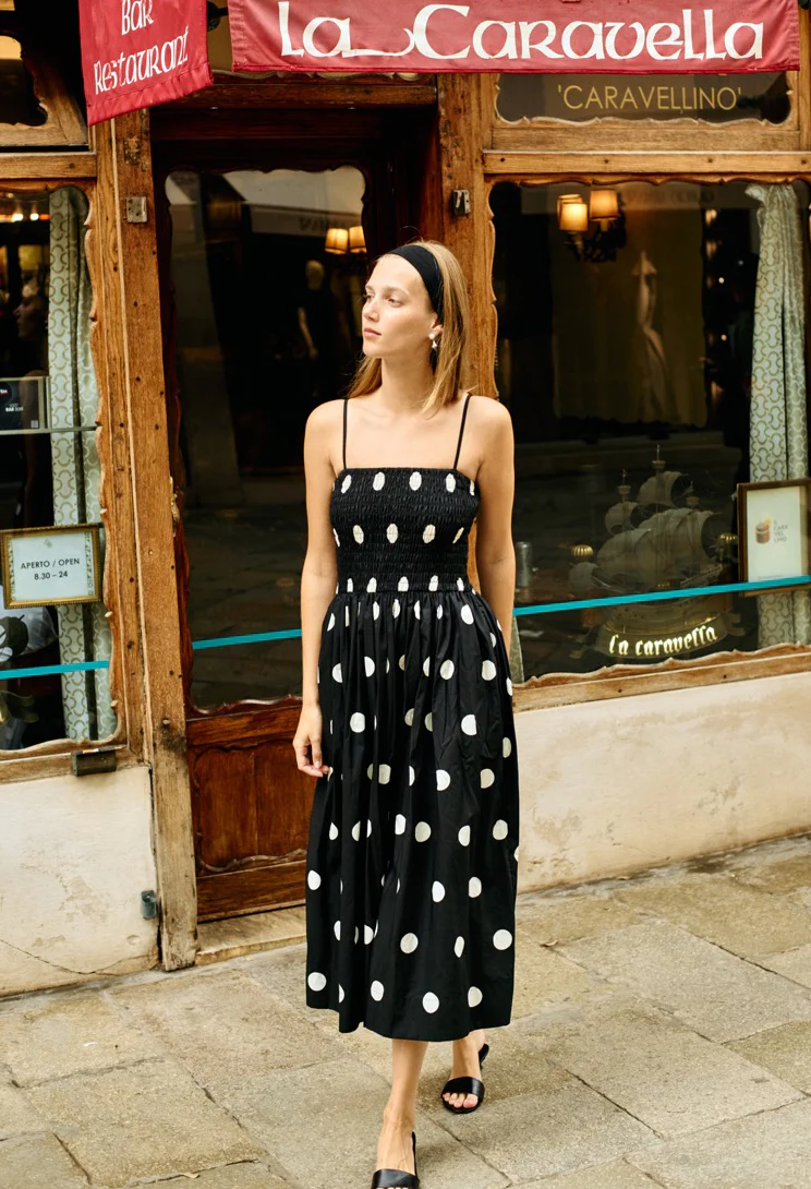 Mael Smocked Polka Dot Midi Dress - Image 5