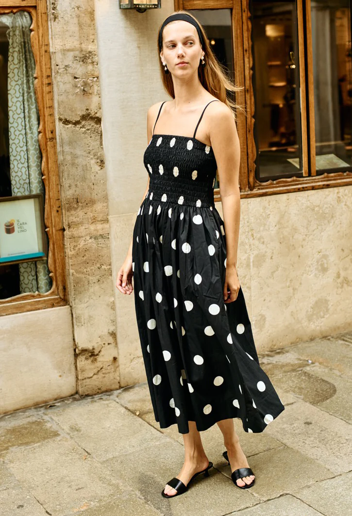 Mael Smocked Polka Dot Midi Dress - Image 6