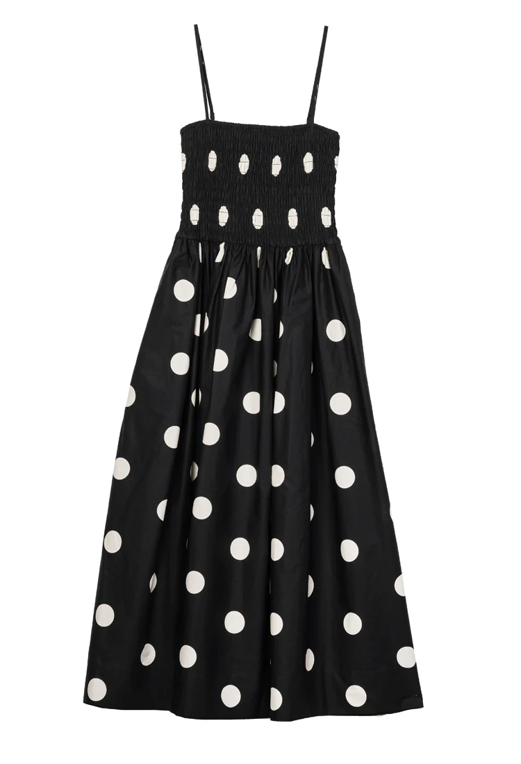 Mael Smocked Polka Dot Midi Dress - Image 9