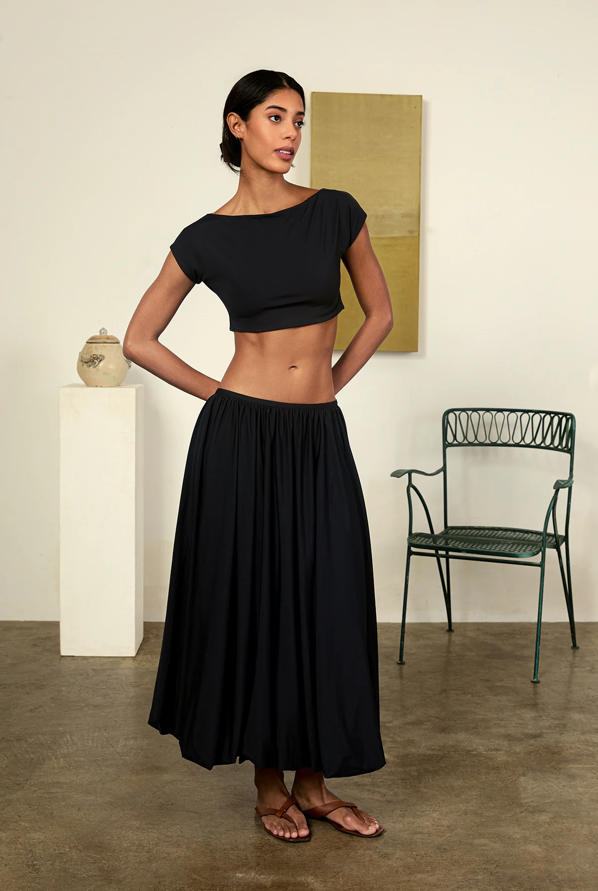 Marcella Black Jersey Bubble Maxi Skirt - Image 4