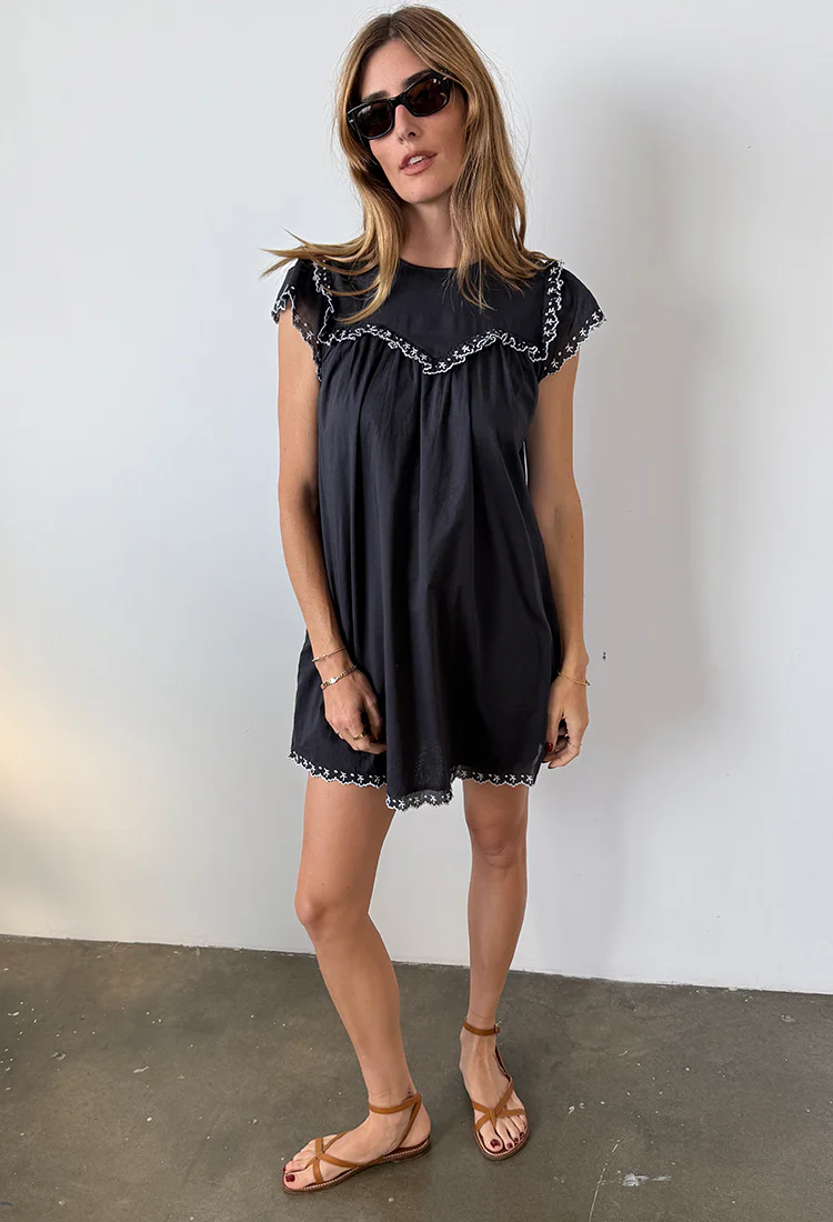 Mari Black Cotton Dress - Image 3