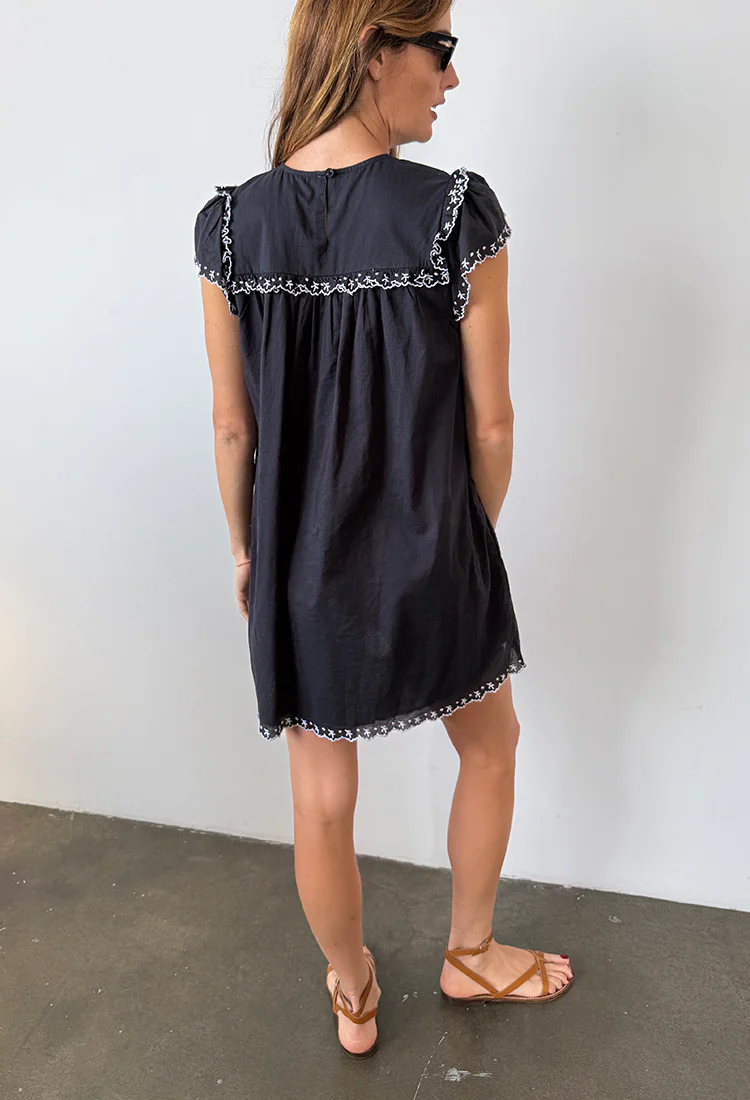 Mari Black Cotton Dress - Image 4