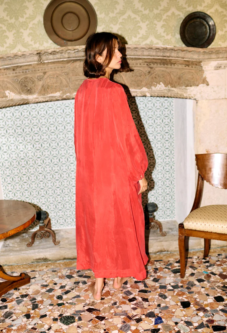 Mira Cherry Cupro Caftan - Image 5