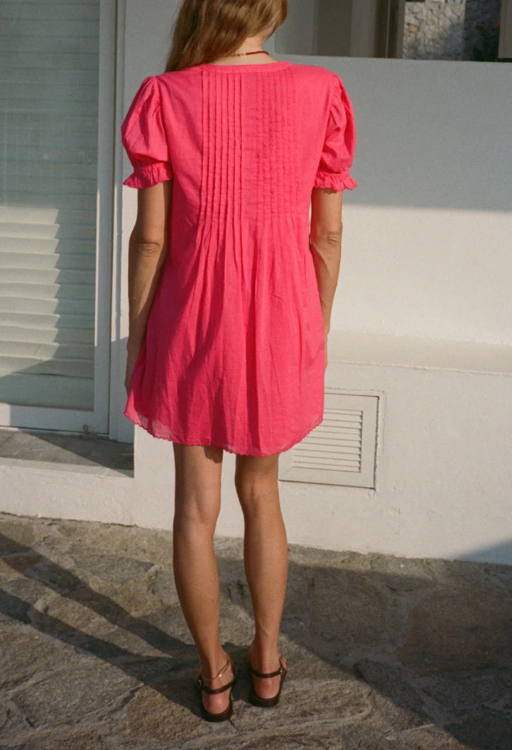 Nayara Guava Embroidered Cotton Dress - Image 5