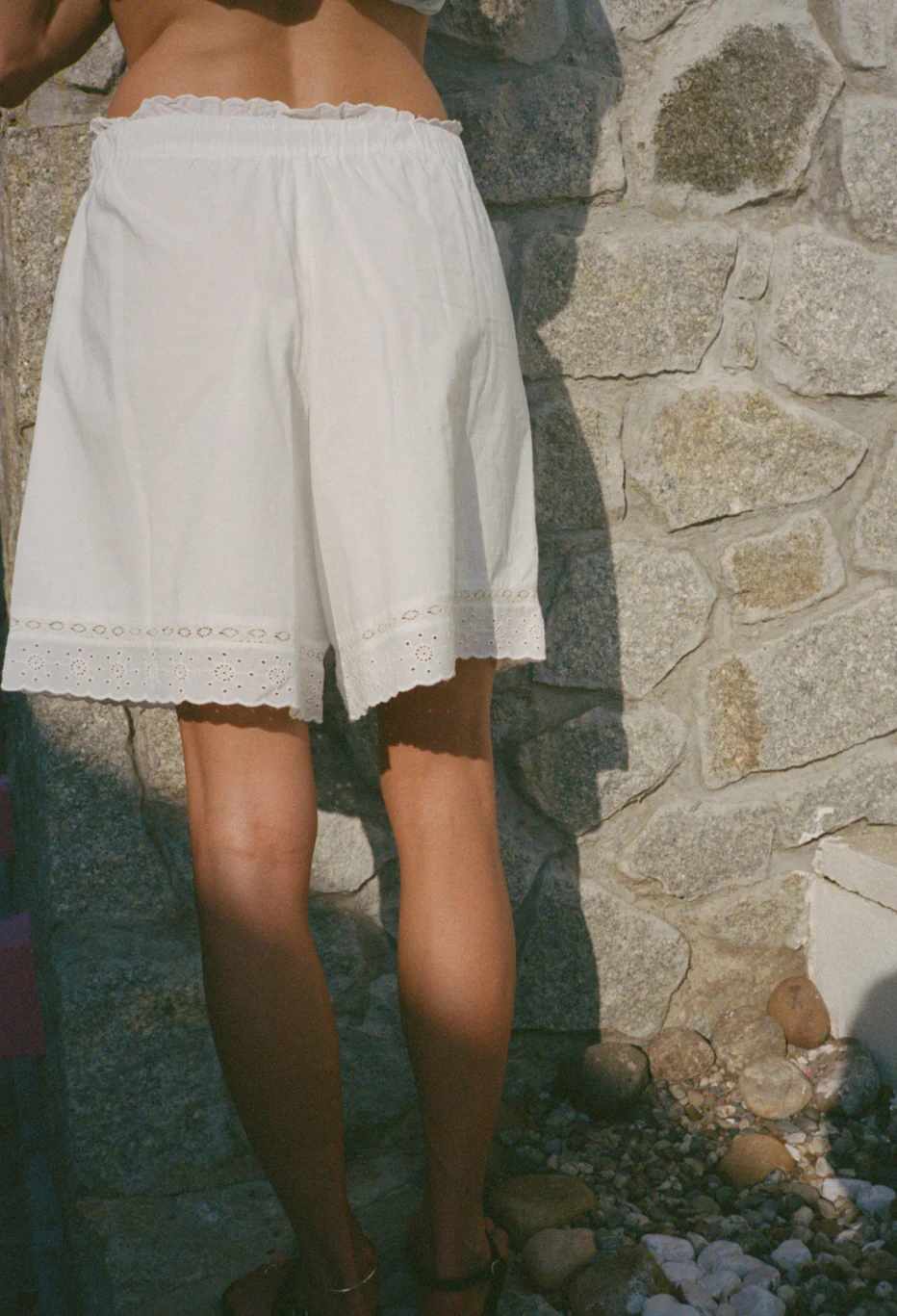 Neria White Embroidered Cotton Short - Image 3