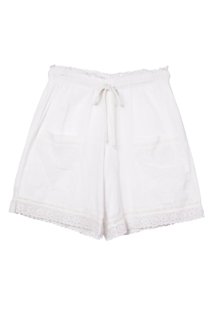 Neria White Embroidered Cotton Short - Image 4