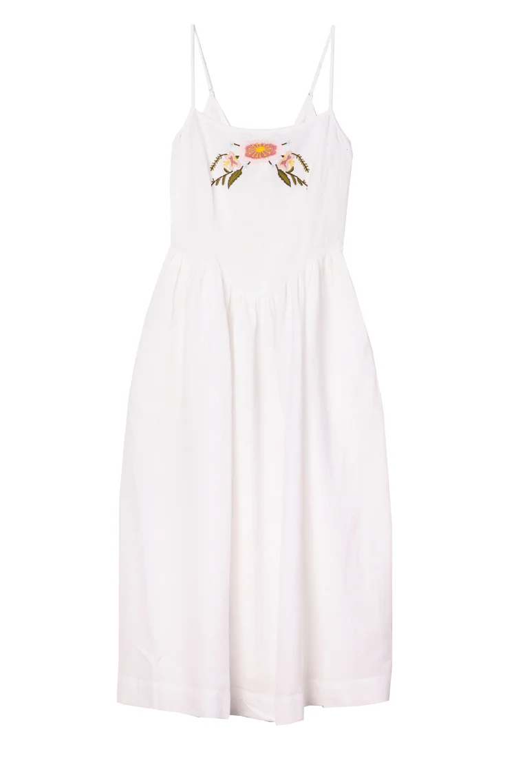 Neroni White Embroidered Linen Dress - Image 8