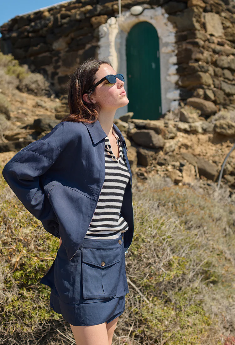 Oskar Navy Twill Mini Skirt - Image 4