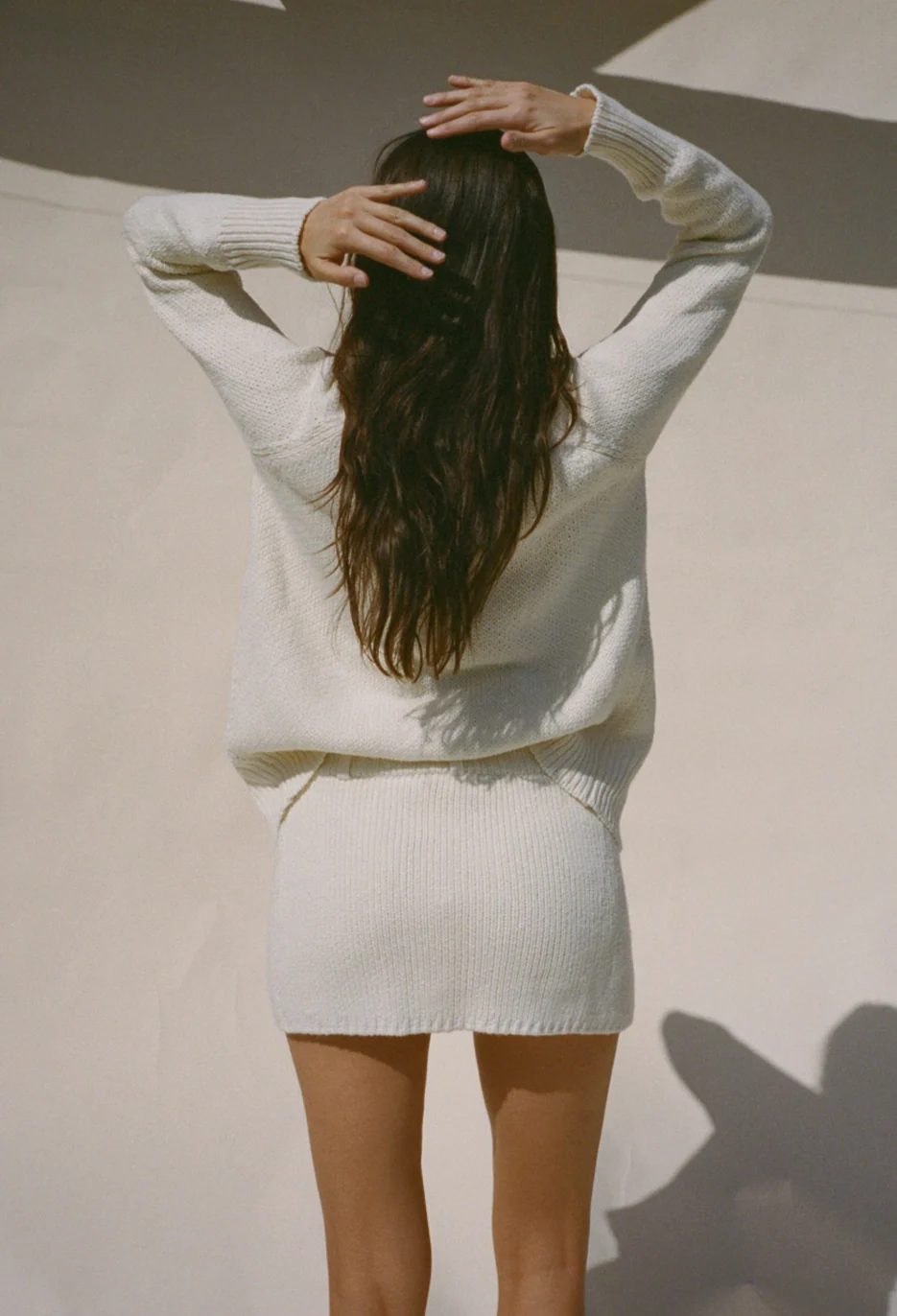 Phoebe White Cotton Knit Skirt - Image 6