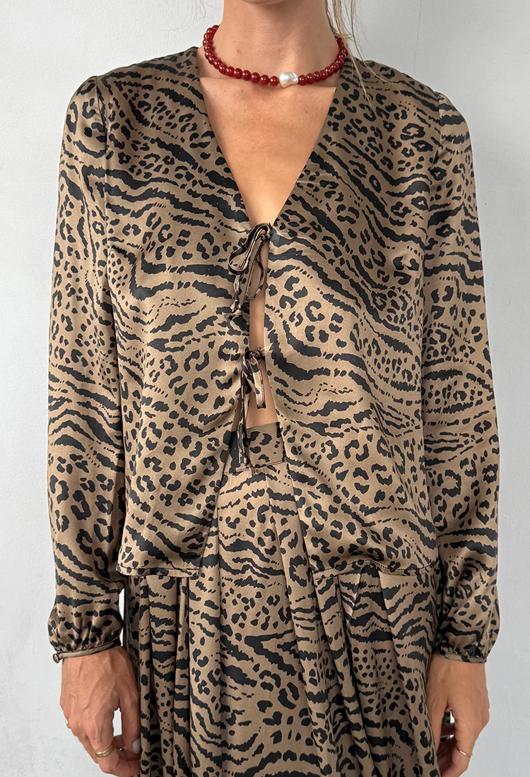 Pia Top Leopard Print Silk Charmeuse - Image 3