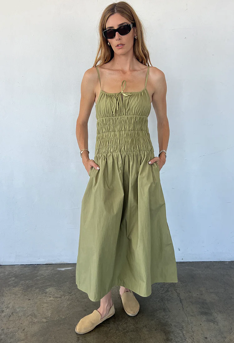 Russo Khaki Washed Cotton Poplin Dress - Image 4