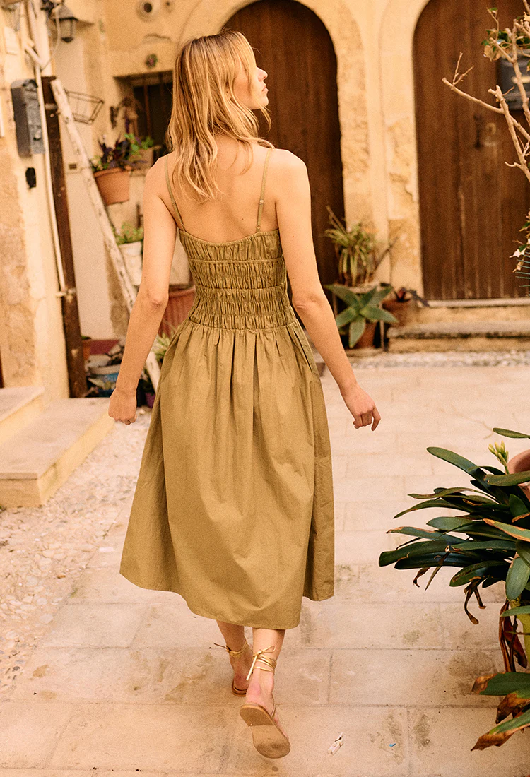 Russo Khaki Washed Cotton Poplin Dress - Image 6
