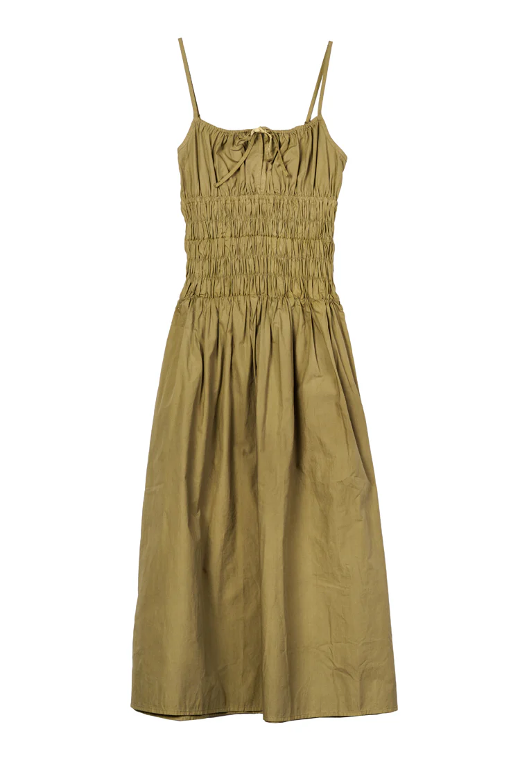 Russo Khaki Washed Cotton Poplin Dress - Image 7