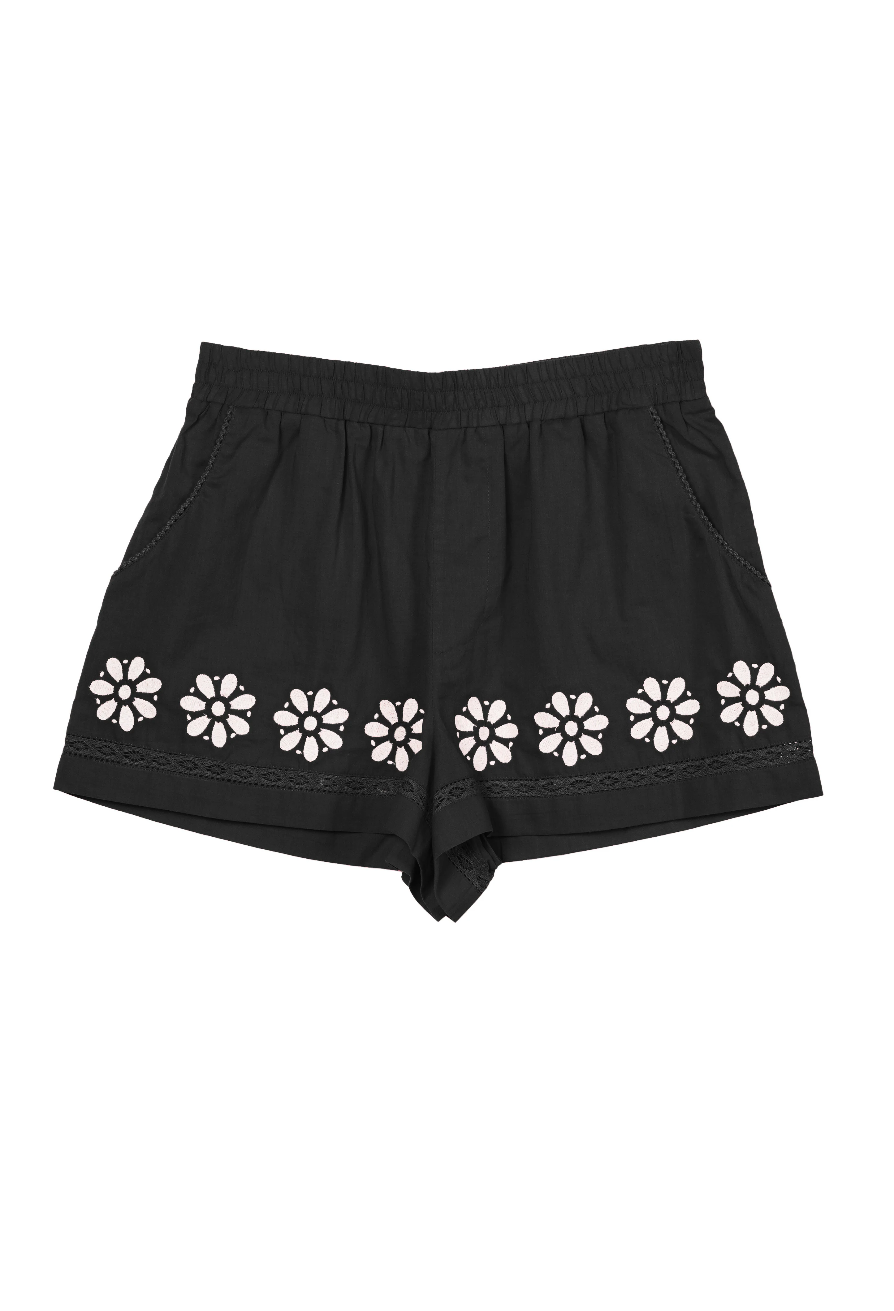 Samaya Black Embroidered Cotton Voile Short - Image 5