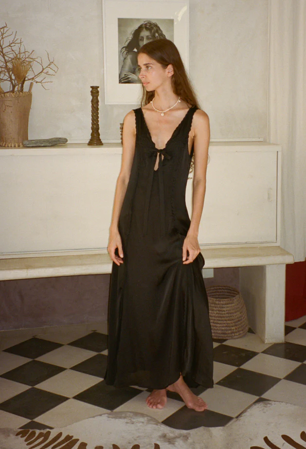 Serena Black Cupro Dress - Image 3