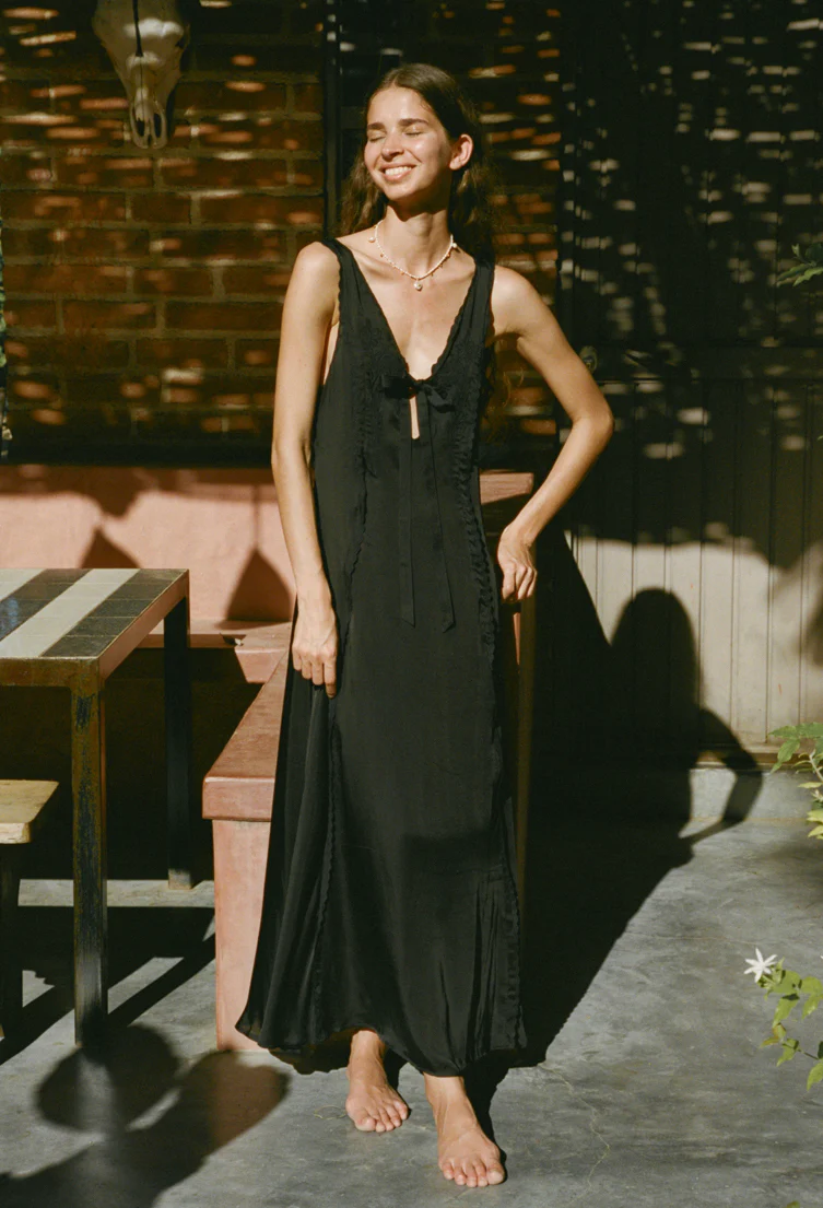 Serena Black Cupro Dress - Image 4