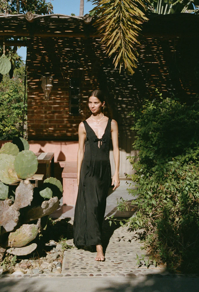 Serena Black Cupro Dress - Image 5