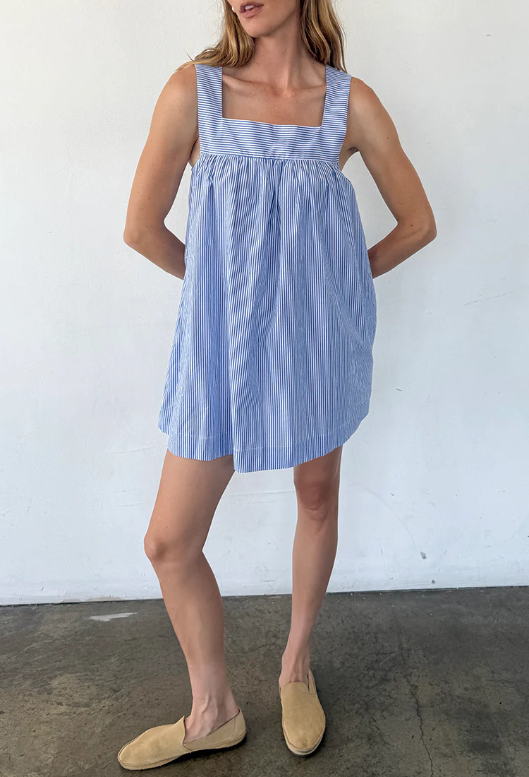 Serra Striped Cotton Poplin Dress - Image 4