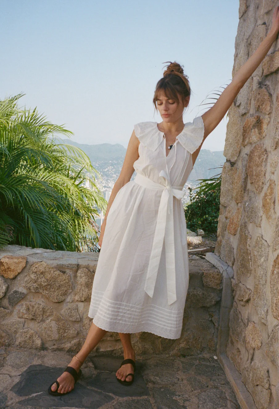 Sua White Embroidered Cotton Dress - Image 4