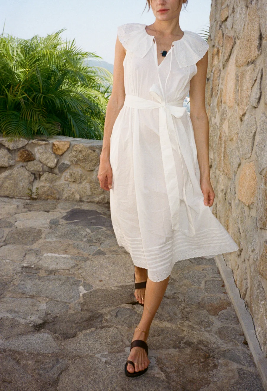 Sua White Embroidered Cotton Dress - Image 5