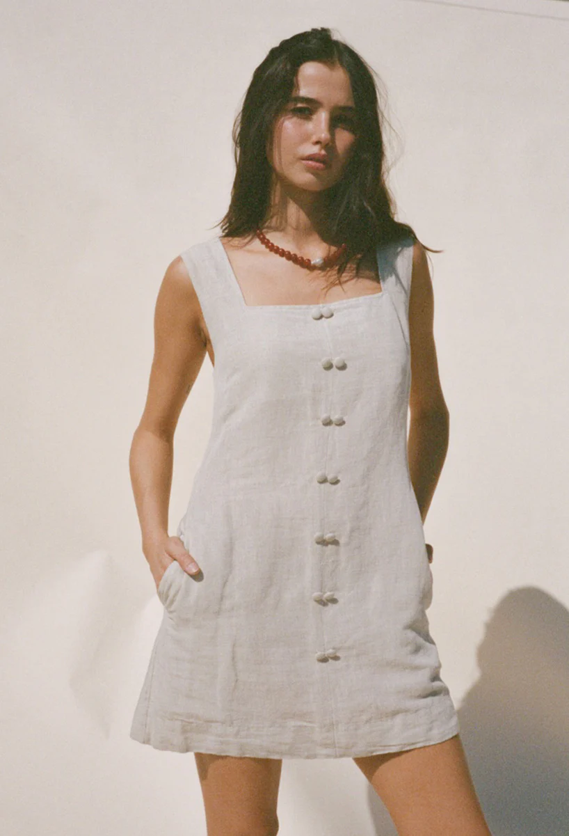 Virginie Oatmeal Linen Dress - Image 2