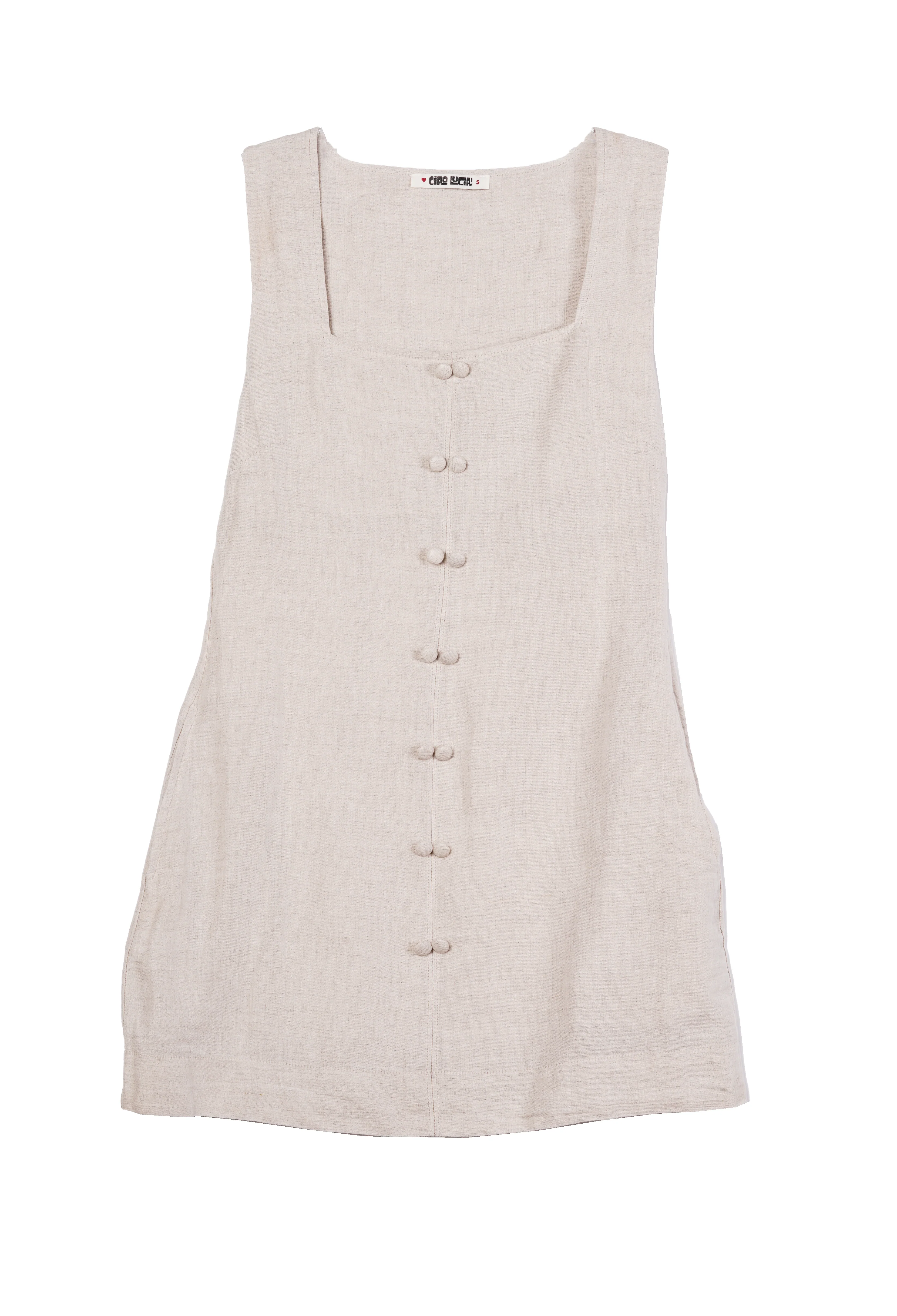 Virginie Oatmeal Linen Dress - Image 8