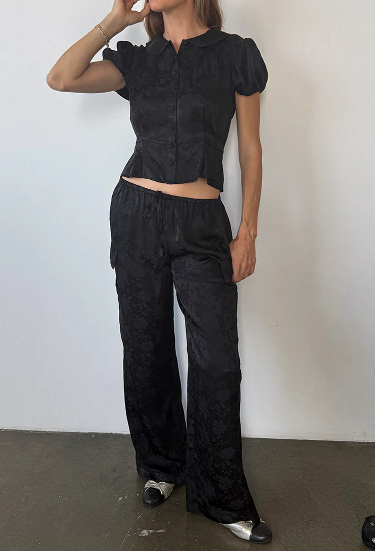 Yvonne Black Jacquard Top - Image 3