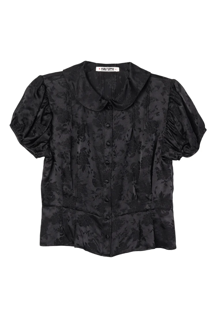 Yvonne Black Jacquard Top - Image 5